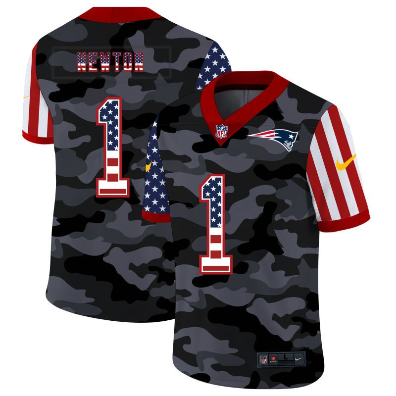 Men New England Patriots #1 Newton 2020 USA Nike Camo Salute to Service Limited NFL Jerseys